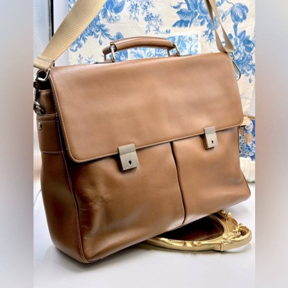 🆕 OROTON 🧿 NWOT Brown Leather Men's Briefcase